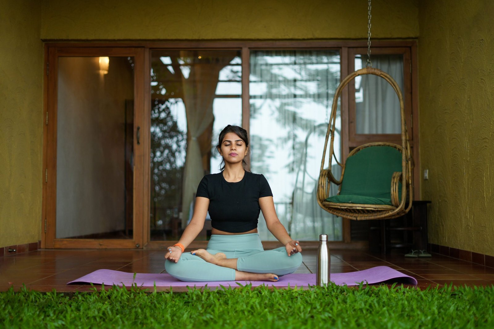 Morning Lawn Meditation and Yoga at Krishna Farms